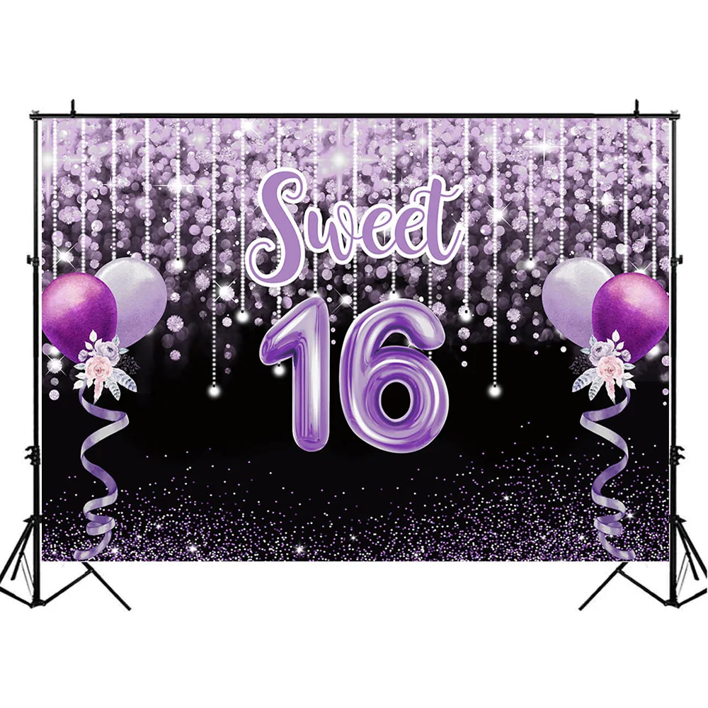 Mocsicka-女の子のためのピンクの水玉模様の写真の背景,誕生日パーティーの写真の装飾,キラキラ,甘い,16歳の誕生日