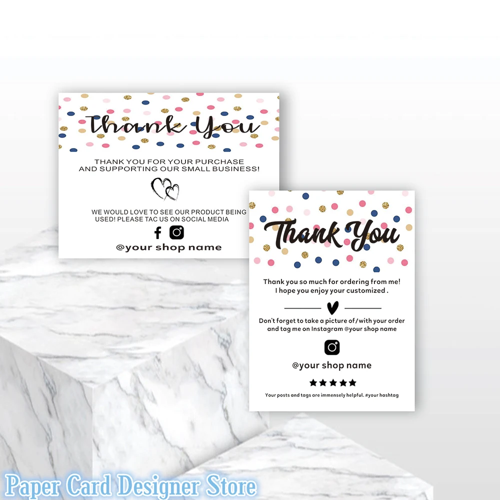 Customized Silver Gold Business Thank You Card media card Thank You For Your Order Template Small Business Thank You Package