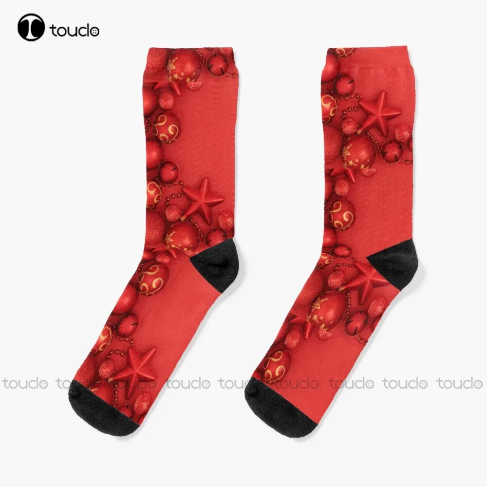 

Merry Christmas Red Tree Decoration Balls Socks Sock Christmas New Year Thanksgiving Day Gift Unisex Adult Teen Youth Socks