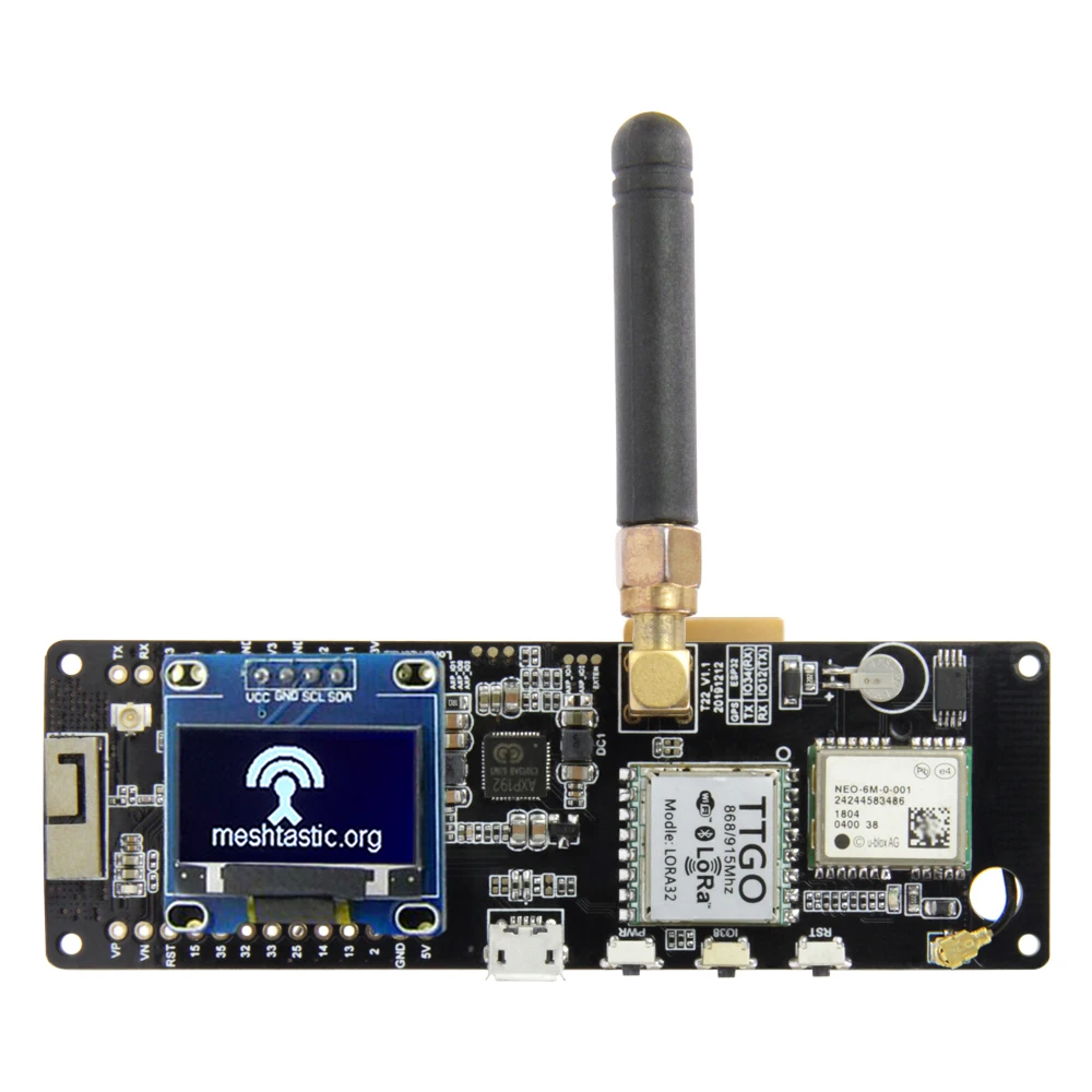 

Держатель батареи TTGO Meshtastic V1.1, ESP32 433/868/915/923 МГц, Wi-Fi, Bluetooth, ESP32, GPS NEO-6M, SMA 18650, с OLED-дисплеем