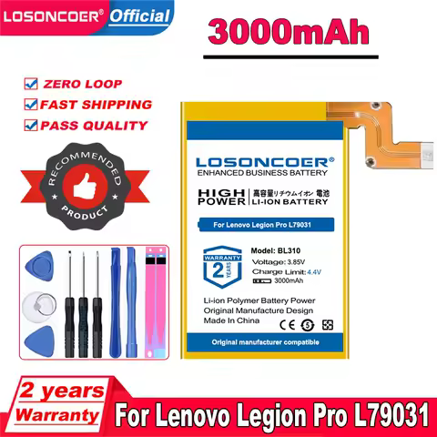 LOSONCOER Top Brand 100% New BL312 BL310 3000mAh Battery For Lenovo Legion Duel Legion Pro L79031 Battery
