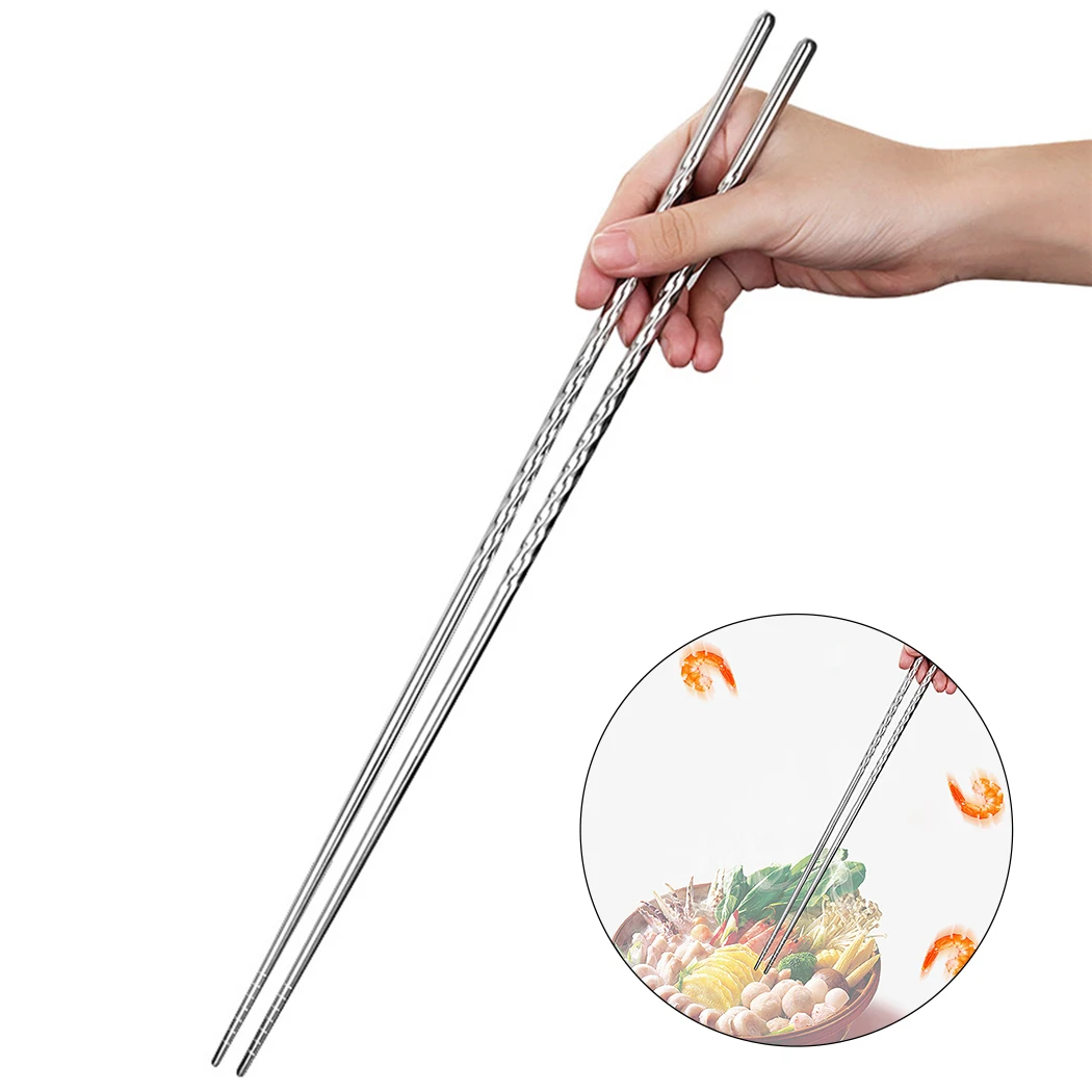 Frying Chopsticks Stainless Steel Lengthened Chopsticks Kitchen Chopsticks Long Chopsticks Non-Slip Chinese Chopsticks