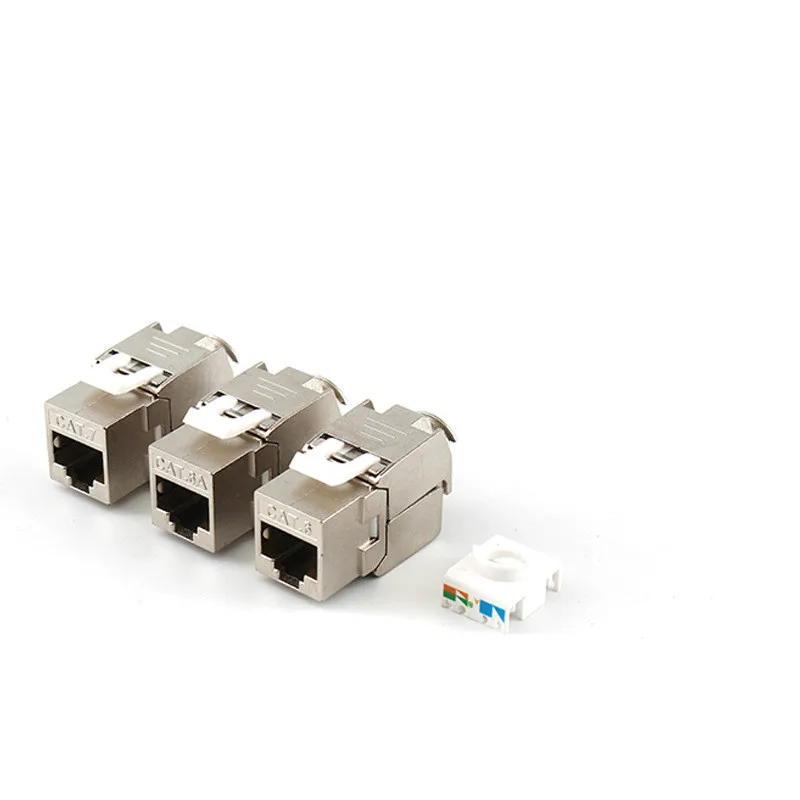 RJ45 Keystone Cat7 Cat6A Shielded FTP Zinc Alloy Module 10GB Network Keystone Jack Connector Adapter cat7 rj45