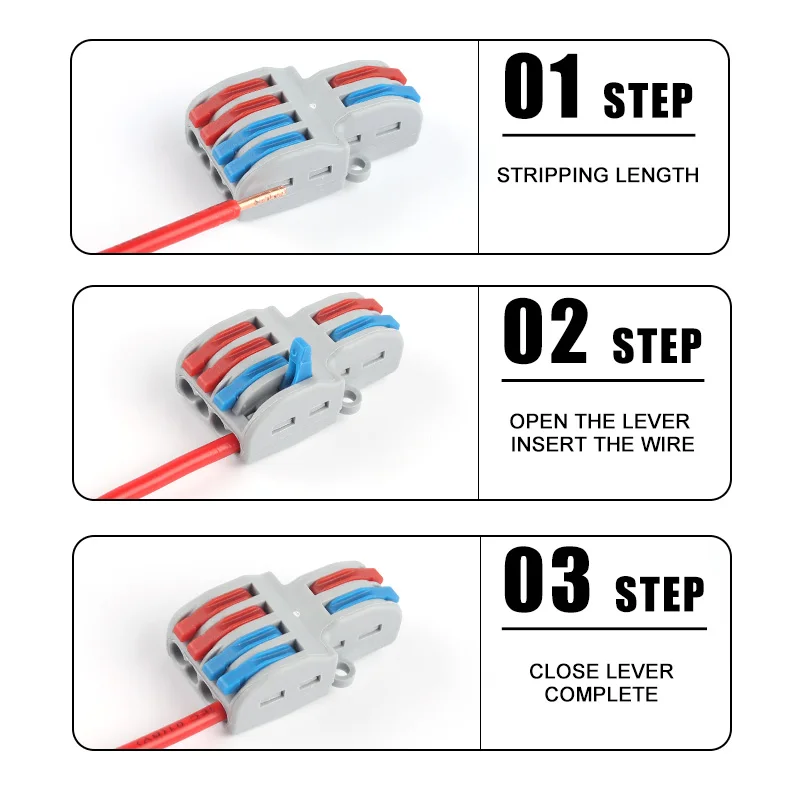 5 PCS Fast Wiring Splitter splicing Terminal SPL TYPE Compact Conductor Push-in Wire Cable Connector With Easy Operating lever