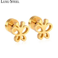 LUXUSTEEL Cute Press Screw Back Butterfly Earrings 2020 Brinco pendientes Stainless Steel Nickel Free Earring Accessories Party
