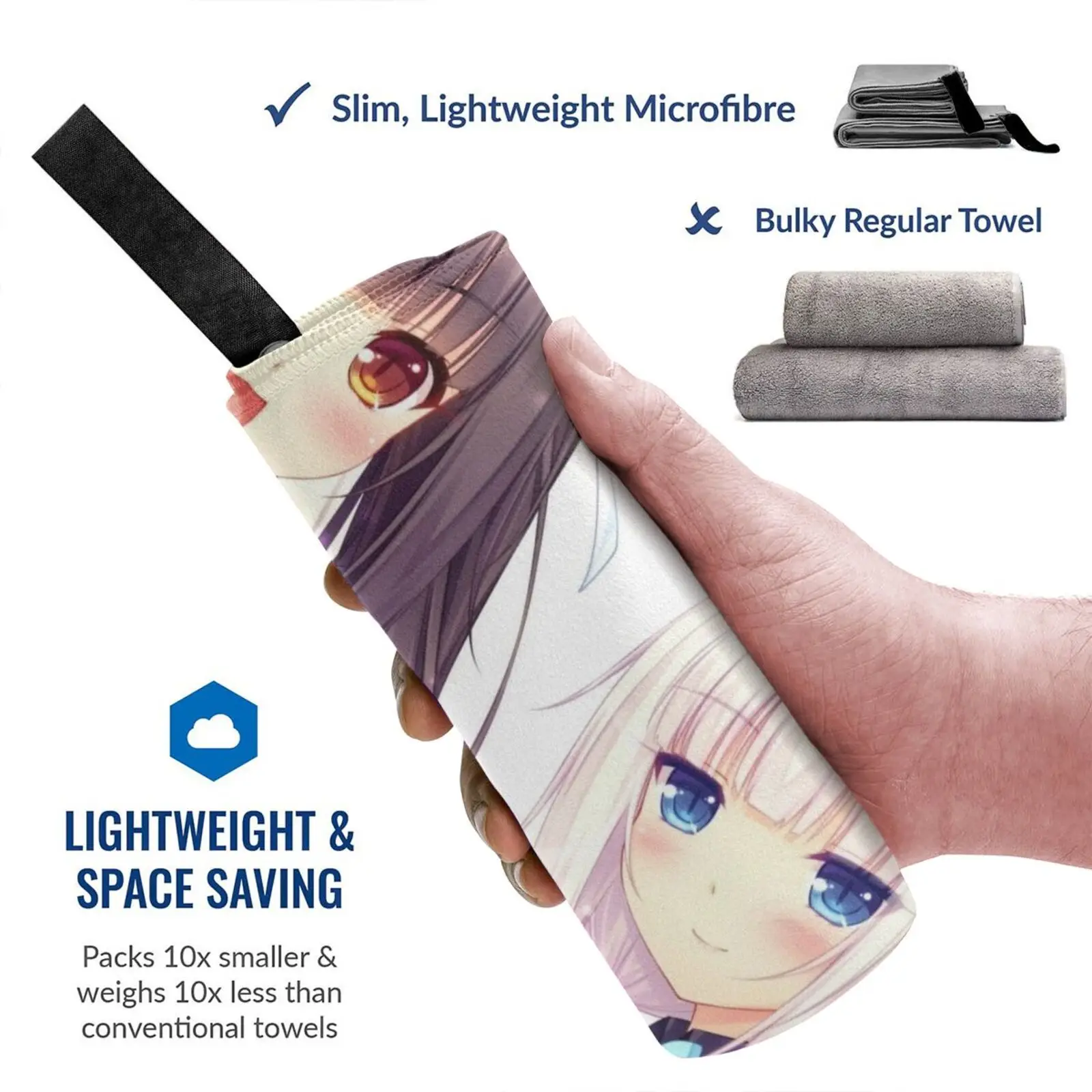 Nekopara Vanilla & Chocola Quick Dry Towel Gym Sports Bath Portable Cute Waifu Anime Manga Funny Cool Lewd Oppai Cooking Maid