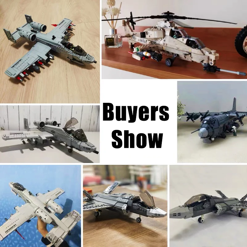 MOC Military A-10 Fighter Building Blocks Idea Warthog Fighter Model Bricks WW2 Weapon Soldier Hog Plane Toys For Kid Gift