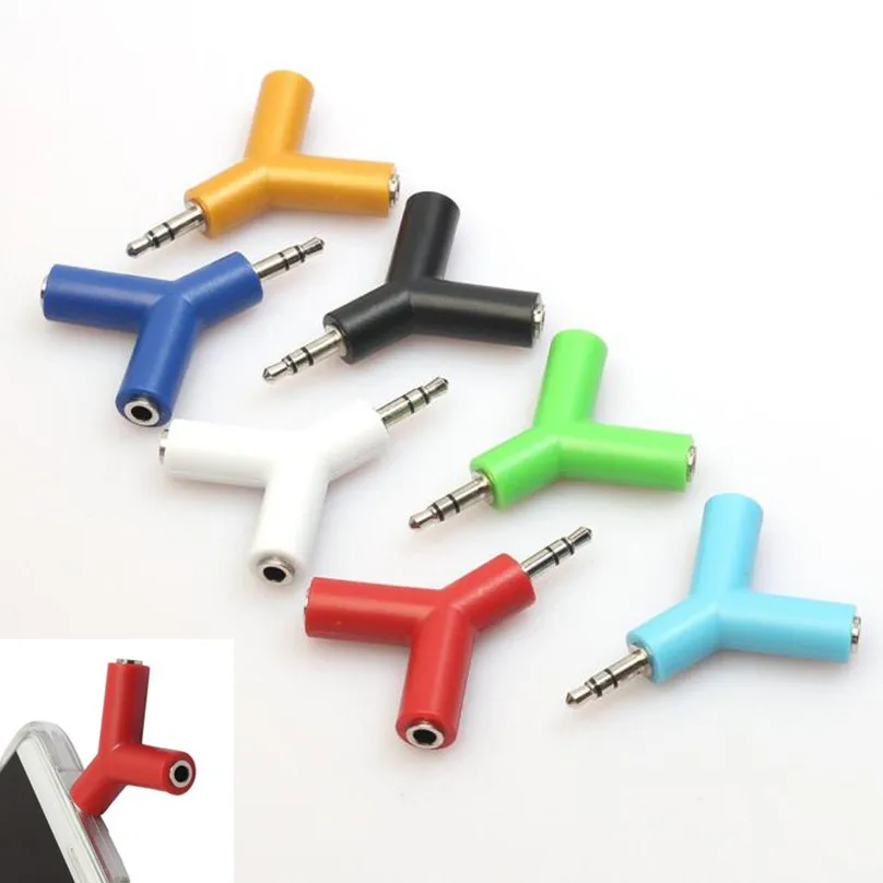 2019 3.5 مللي متر ستيريو الصوت Y-الفاصل 2 أنثى إلى 1 كابل موصل ذكر محول ل سماعة الهاتف المحمول الكمبيوتر المحمول