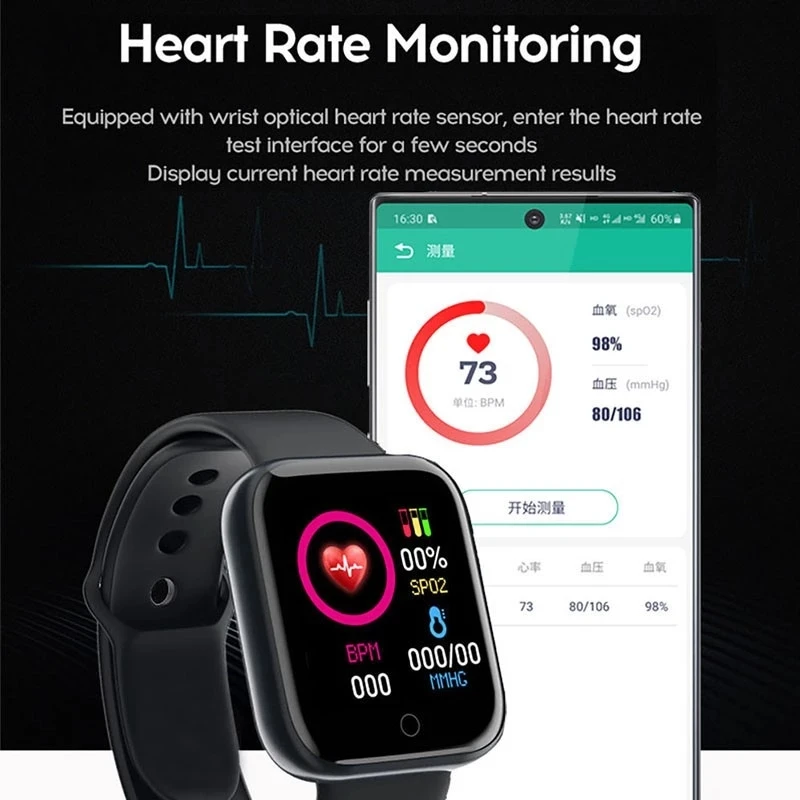 Y68 Smart Watch Men Women Heart Rate Blood Pressure Monitor Bluetooth Smart Bracelet for iOS Android Fitness Tracker Smartwatch