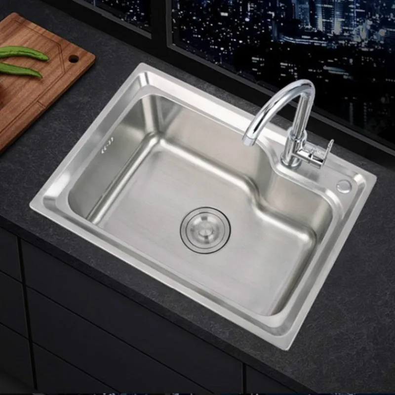 2022 Thickened Sink 304 Stainless Steel Sink  Kitchen Sink Single Sink Basin Sink Single  Large Single Slot Set WY5