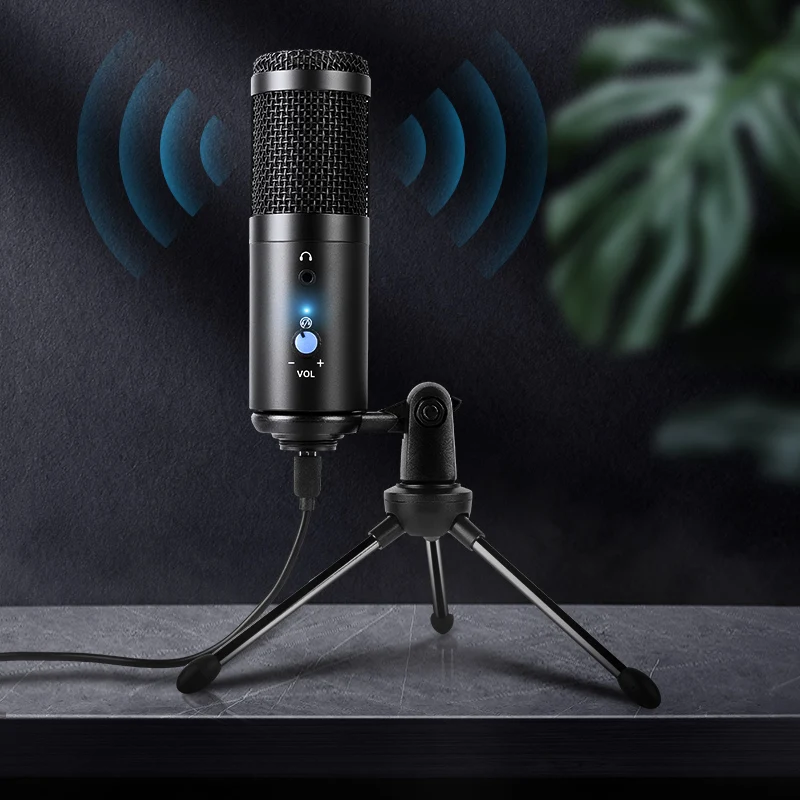 Laptop USB Condenser Microphone Gaming Video To Sing Live Broadcast Karaoke For Pc Microfono Studio Recording With Tripod karaok