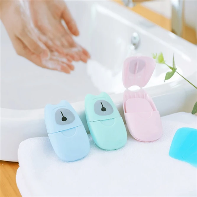 500pcs 10sets Portable Outdoor Travel Soap Paper Washing Hand Bath Clean Scented Slice Sheets Boxes Soap Mini Paper Soap