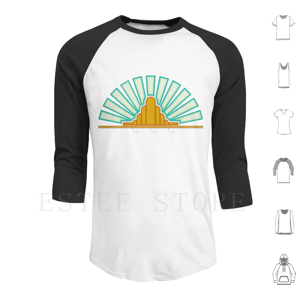 Artdeco Building Hoodies Long Sleeve Art Buildings Abstract Building Nouveau Art City Vintage Art