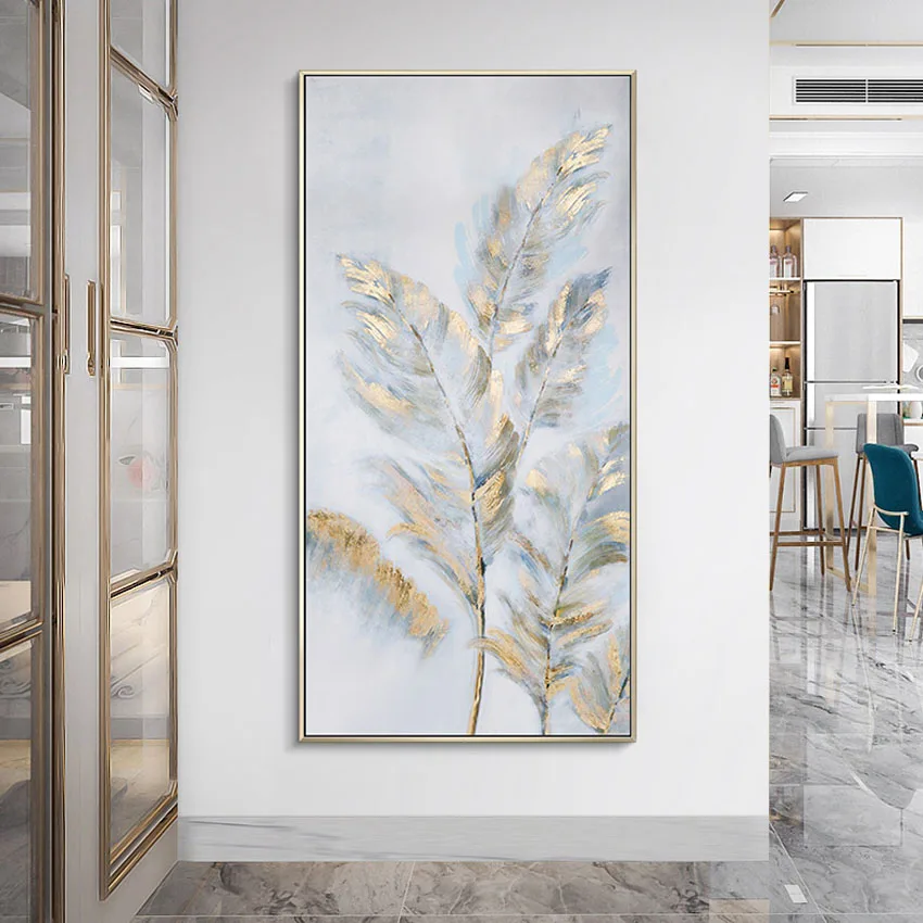 Textured Feather Handmade Canvas High Quality Painting Wall Decor Art Hanging Poster For Living Room Bedroom Hotel Restaurant