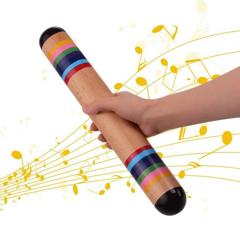 New Wooden Rainstick Rainmaker Rain Shaker Musical Instrument Hight Quality Toy Rainbow Colored for Kids Adults Universal