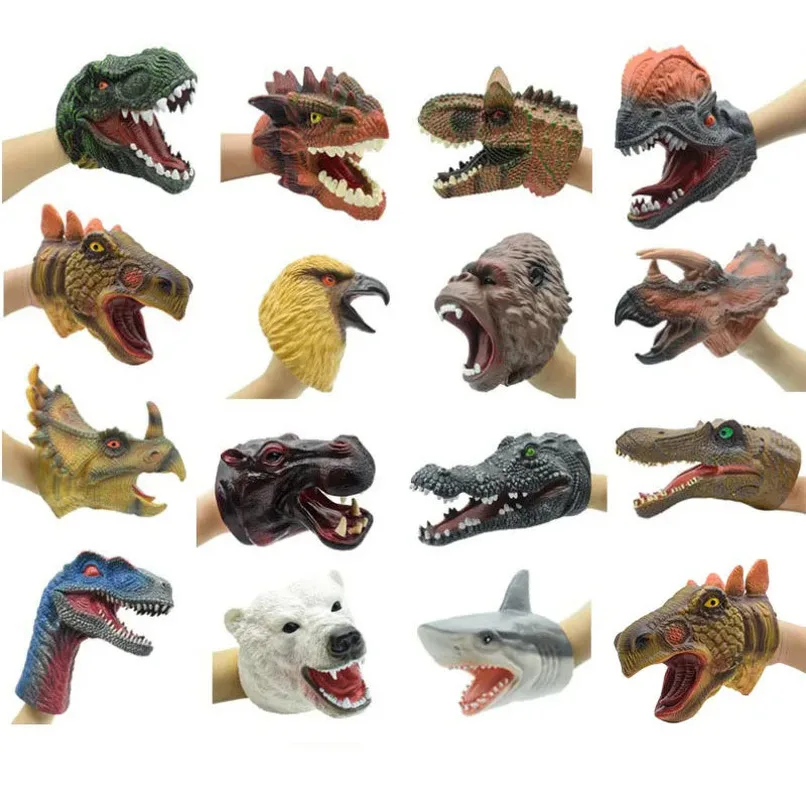 

Soft Vinyl Rubber Animal Head Hand Puppet Figure Toys Gloves For Children Model Gift Dinosaur Hand Puppet Toys For Children