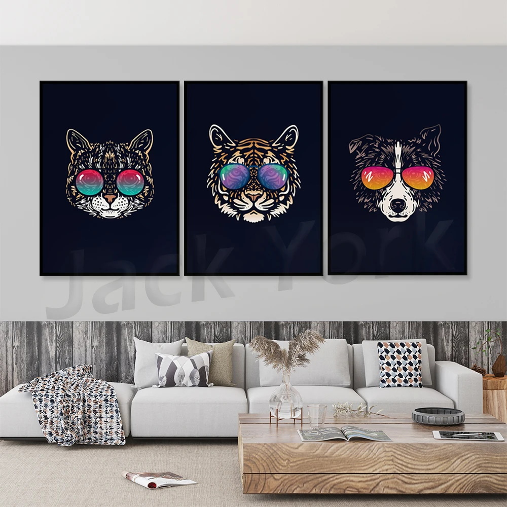 Fun Animals wearing Sunglasses, Fun Animal Prints, Sunglasses Poster, Animal Faces