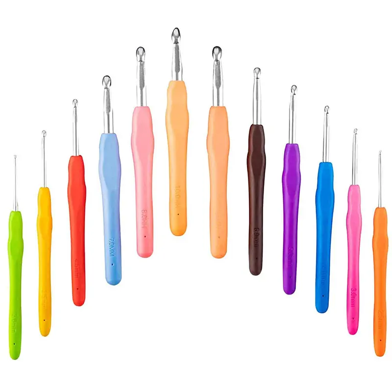 1Pcs 2.0-10.0mm Rubber Handle Crochet Hooks Needles Knit Weave Craft Yarn Sewing Tools Crochet Knitting Needles