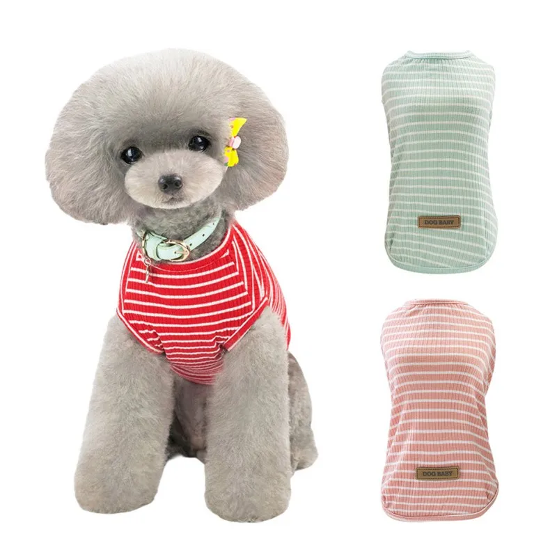 Summer Pet Dog Clothes Cotton Striped Vest t shirt Dog Clothing for Dogs Puppy Outfit shirt Small Pet chihuahua Clothes #H F