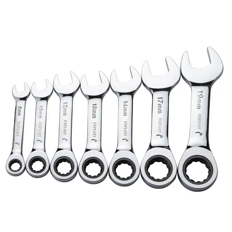 Short handle fast ratchet wrench open end plum blossom combination wrench chrome vanadium steel auto repair hardware tool