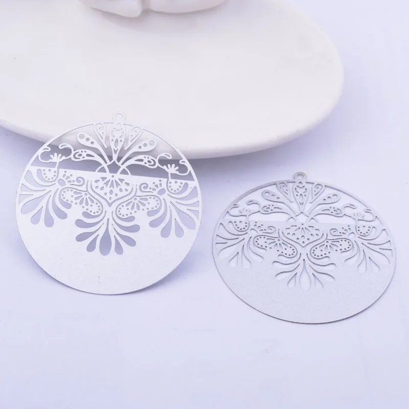 30 Stück AA4670 45*47mm Bemaltes Messing Große Runde Anhänger Filigran Schmuck Ohrring Zubehör – Detail 9