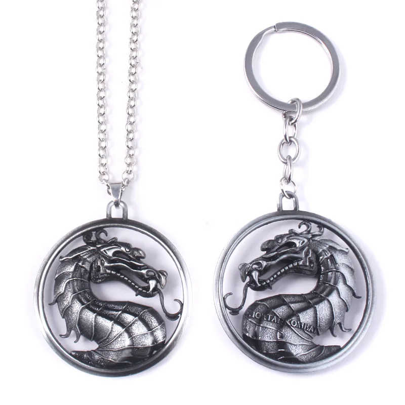 Mortal Kombat Necklace Fighting Game Dragon Jane Empire Pendant Necklace Vintage Jewelry Collier For Game Fans Gift