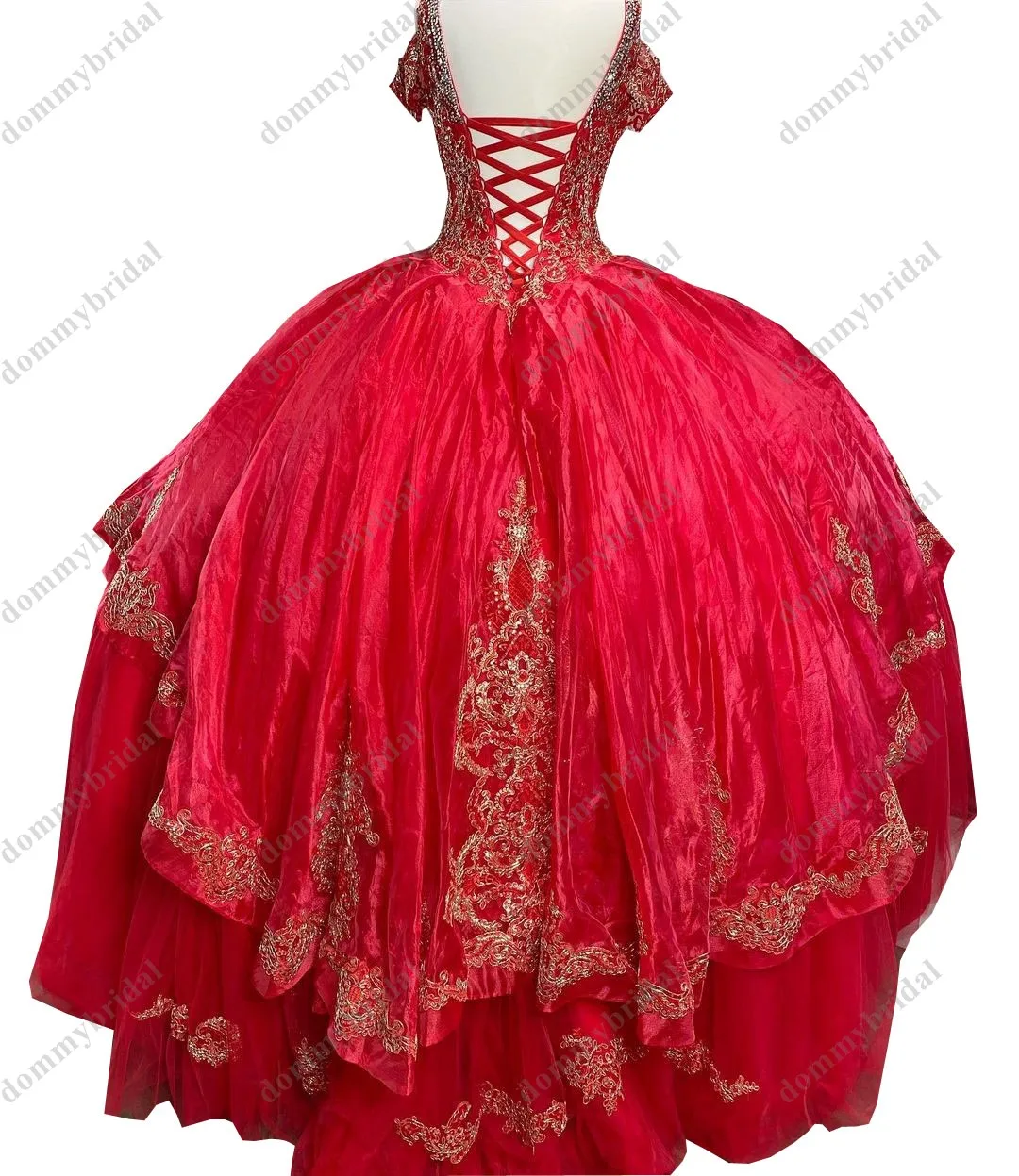 Modesto vermelho boho bola vestido quinceanera formatura vestidos formais rendas de ouro bordado puffy saia com mangas mexicano xv doce 15 16