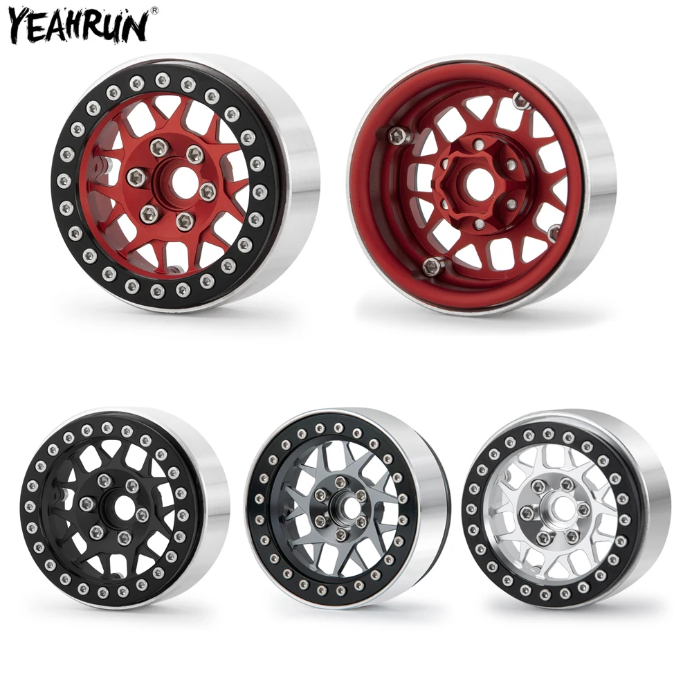 

YEAHRUN 4Pcs Aluminum Alloy 1.9inch Beadlock Wheel Rims For 1/10 Axial SCX10 SCX10 II 90046 TRX4 CC01 D90 RC Crawler Car