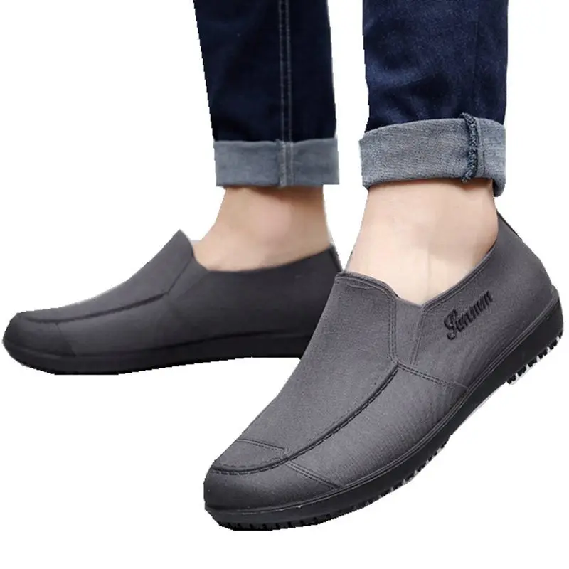 Men Non-slip Waterproof Garden Shoes Slip on Car Wash Work Shoes Elasticity Ankle Rain Boots Safety Shoes