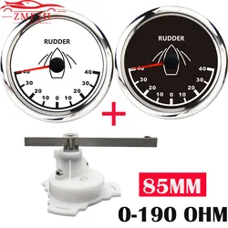 85mm Gauge 40 L~40 R Rudder Angle Indicatior with Rudder Angle Sensor Marine Boat Rudder Angle Meter Red Backlight 12/24V