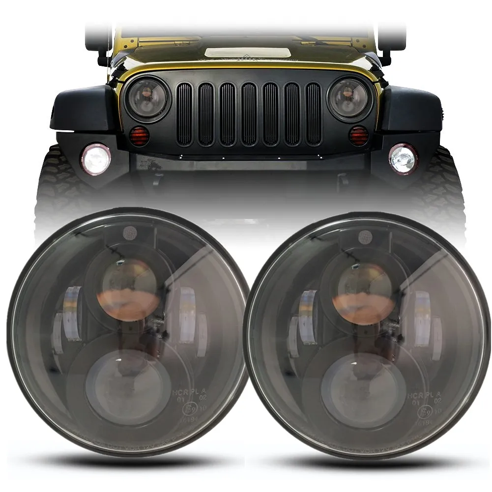 2pc 120W Emarked 7 inch LED Headlights With Position Parking Light For Jeep Wrangler TJ  JK Sahara Sport Rubicon Car Accessories