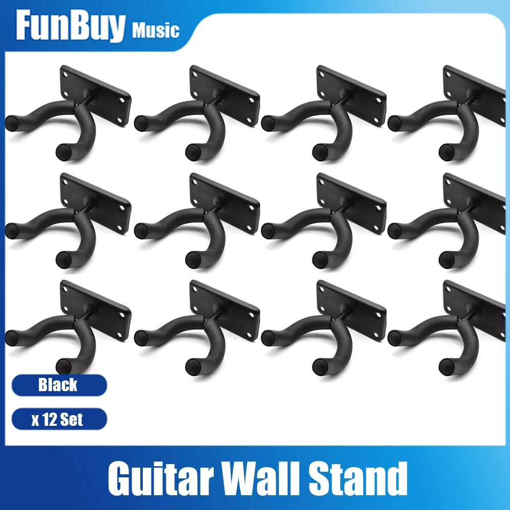 12set Guitar Hanger Holder Wall Mount Rack Bracket Display Stand Hook Fits Guitar Bass Ukulele Easy To Install with Screws