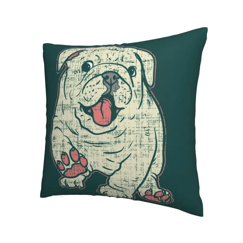 Personalized Cute English Bulldog Waving Its Paw Pillow Cover Home Decorative British Pet Dog Lover Cushion Cover Living Room