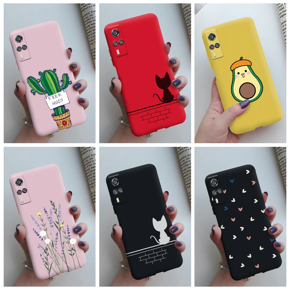 For VIVO Y31 2021 Silicon Case Fashion Cat Cactus Cartoon Soft Painted Cover for Vivo y31 V2036 Y 31 vivoy31 2021 Funda Shell