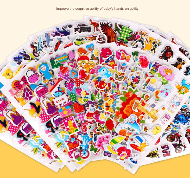 Kids Stickers 40 20 Different Sheets 3D Puffy Bulk Stickers for Girl Boy Birthday Gift Scrapbooking Teachers Animals Cartoon GYH