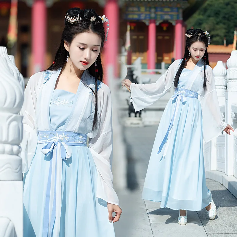 Fairy Folk Dance Costume Hanfu Ancient Chinese Skirt Women Chinese Clothes Princess Wear Hanbok Hanfu Cosplay Outfits  JL1490