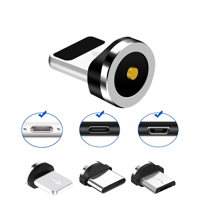 

Универсальный Круглый Магнитный переходник для кабеля Micro USB / Type C/8-контактный (только магнитный штекер), магнитный соединитель для кабеля, пылезащитные заглушки