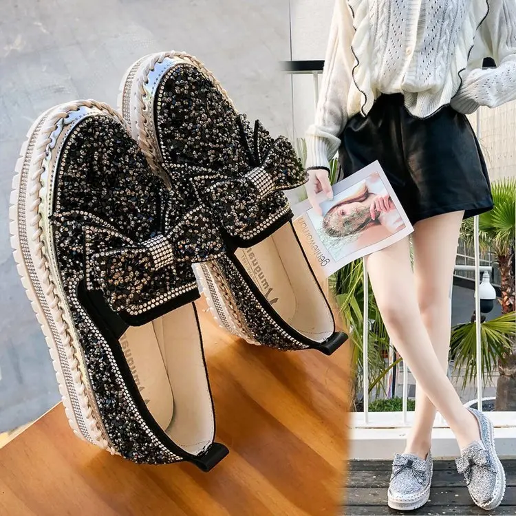 Women's Flat Shoes Crystal Flash Pearl Leisure Shoes Flat Shoes Fashion Women's Spring Leisure Soft Shoes Women's Shoes 2022