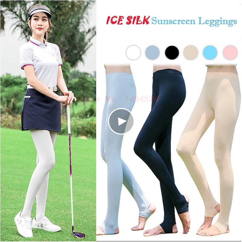 10 Color High Elasticity Socks Women Panties Golf Clothes Sunscreen ice silk Female Leggings Pants Tennis/Badminton Stocking New