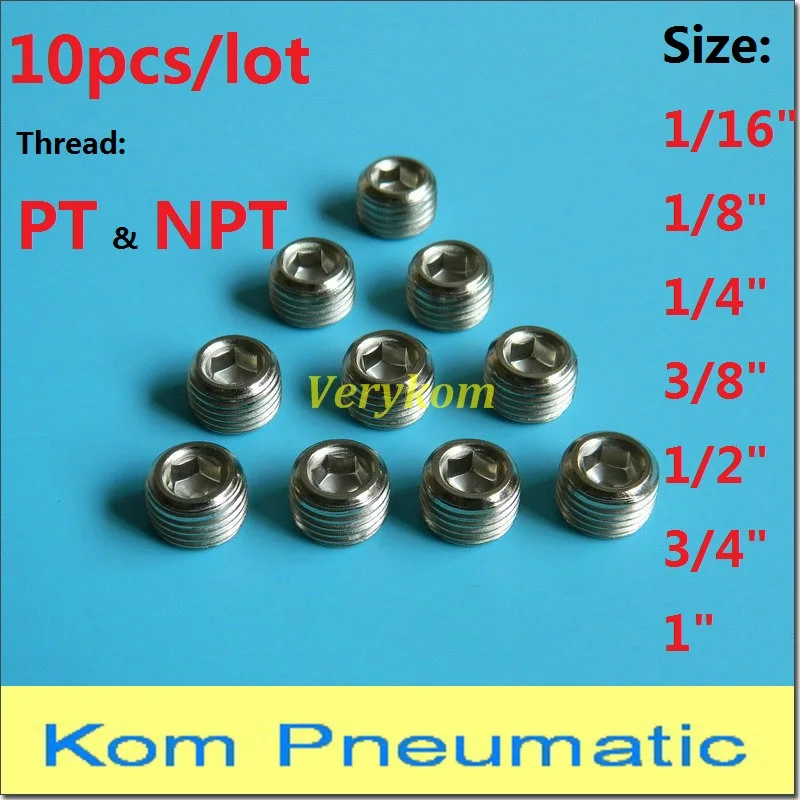 جميع حجم 10 قطعة/الوحدة PT & NPT ذكر الموضوع 1/4 "bsp 3/8" 3/4 "عرافة المقبس هوائي التوصيل نهاية كاب 1/16 BD-01/02/03/04