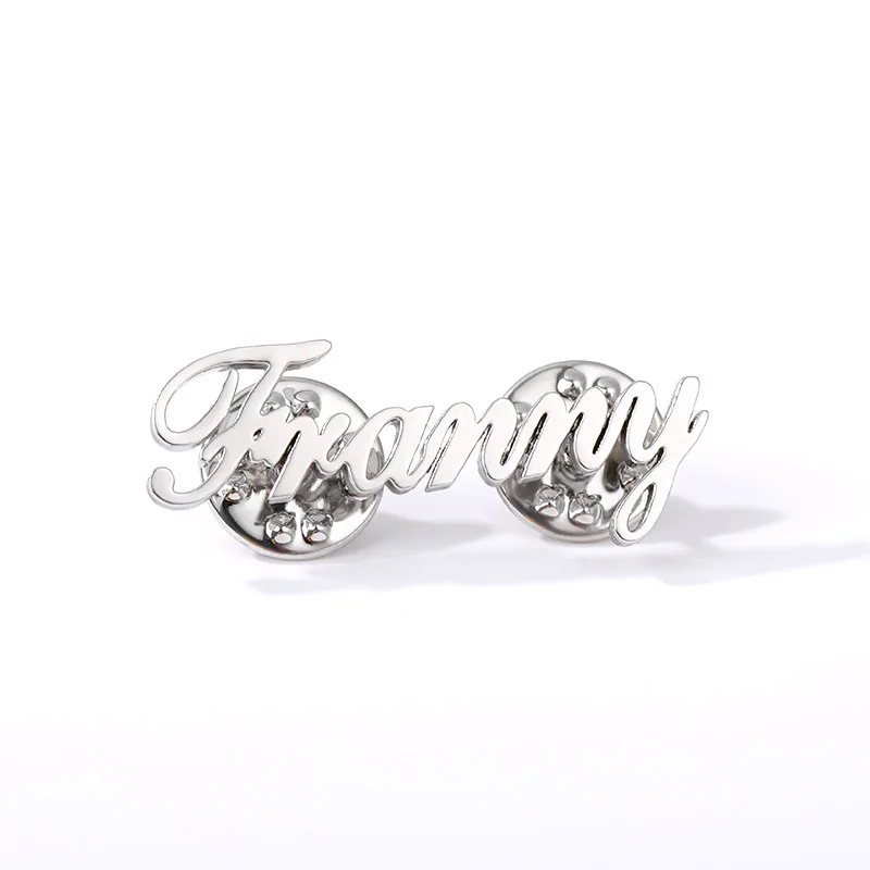 Personalized Style Name Brooches For Women Stainless Steel Customized Nameplate Letters Initials Brooches Pins Fashion Jewelry