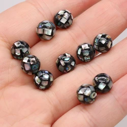 8/12mm Natural Abalone Shell Round Beads Mosaic Stitching Ball Loose Beads for DIY Handmade Jewelry Necklace Bracelet Making 2PC