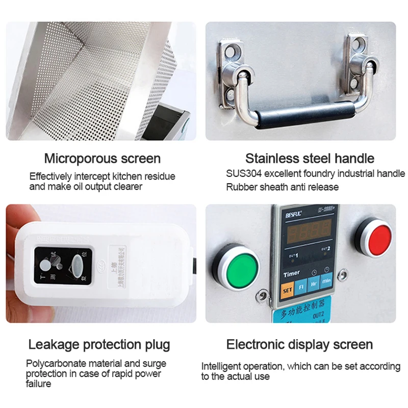 Separador de óleo embutido, separador de óleo e resíduos de óleo, água quente, automático, 220v