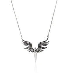 SUNSLL New Trendy Gold/Silver Color Angel Wings Pendant Necklace For Women Shiny Cubic Zirconia Necklace Party Jewelry Gift