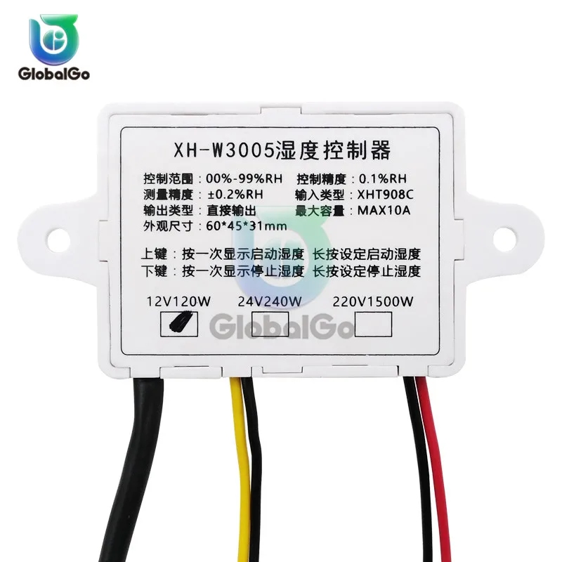 Digital LED Humidity Controller Hygrometer Humidity Control Switch Hygrostat SHT20 Humidity Sensor XH-W3005 W3005 220V 12V 24V