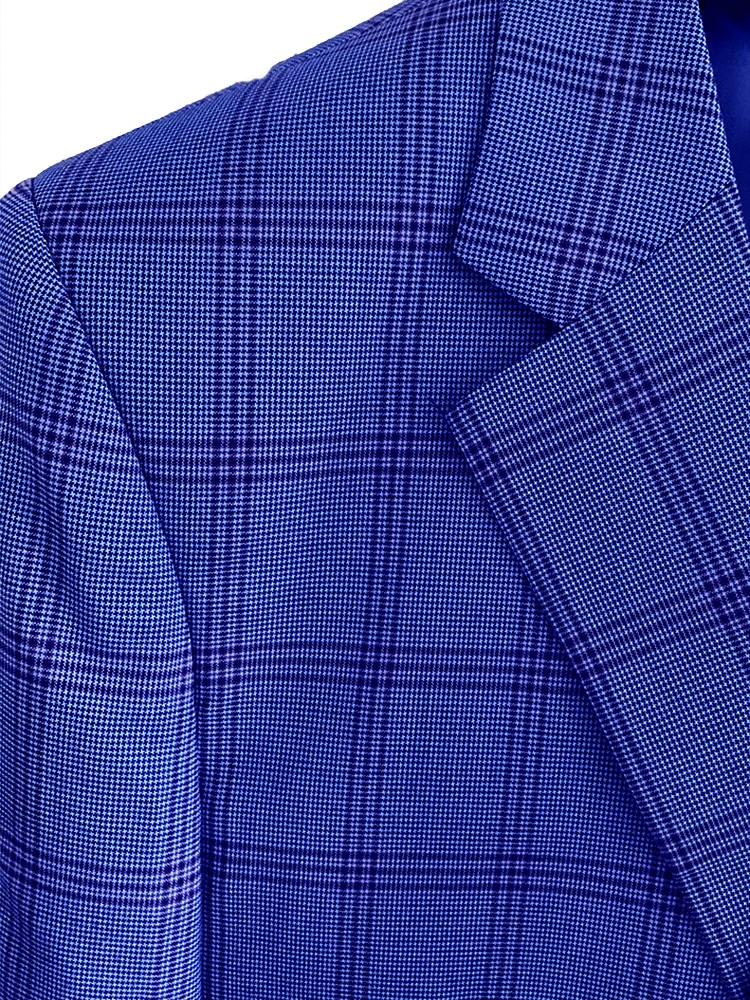 

Slim Fit Windowpane Suit Custom Made Suits Blue Windowpane Check Suits For Men,Elegant Business Suit 2020 Men Fashion Style