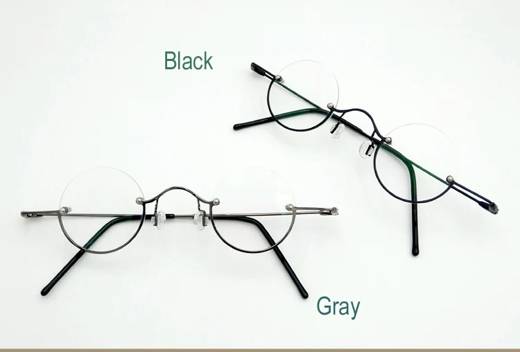 Vintage Kleine Runde Halbrand-Lesebrille mit Blaulichtfilter, Retro Runde Rahmenlose Presbyopie Korrektionsbrille – Detail 2