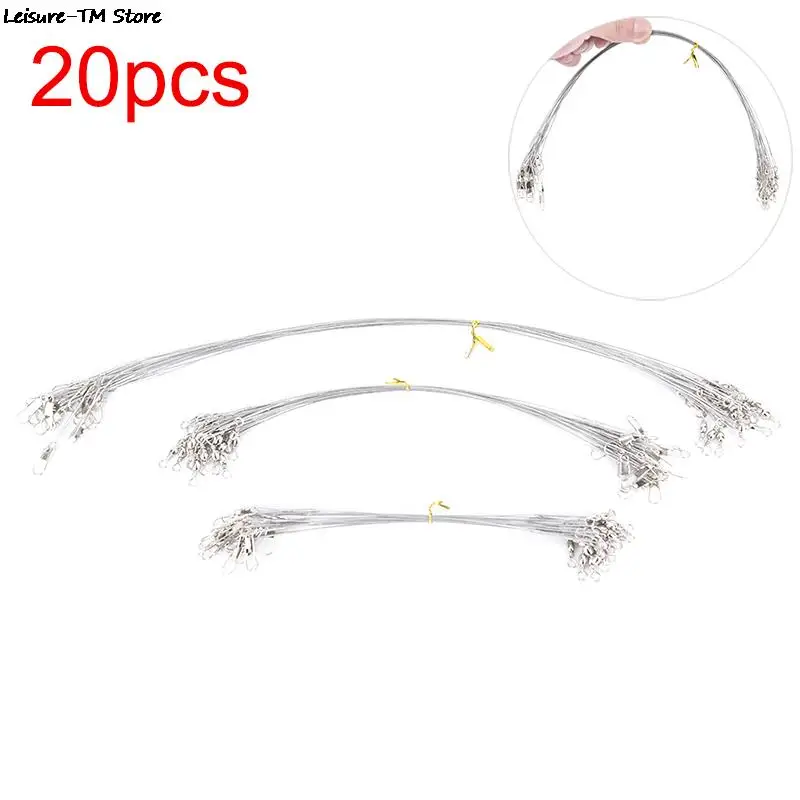 20Pcs/lot Steel Wire Leader With Swivel Fishing Accessory Olta Leadcore Leash 15CM 20CM 30CM Fishing Line