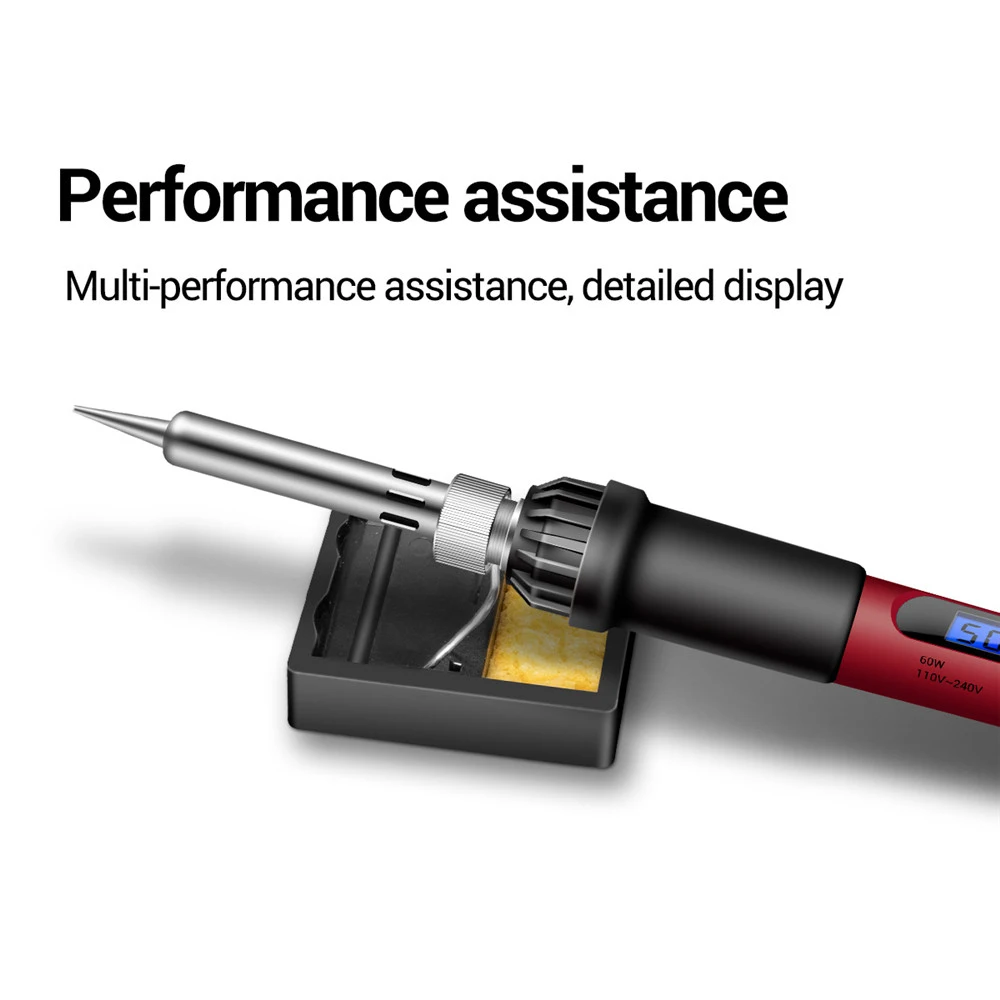 60W 220V  Welding Tool Ceramic Heater Temperature Adjustable Soldering Tips Rework Digital Electric Soldering Iron Kit Set