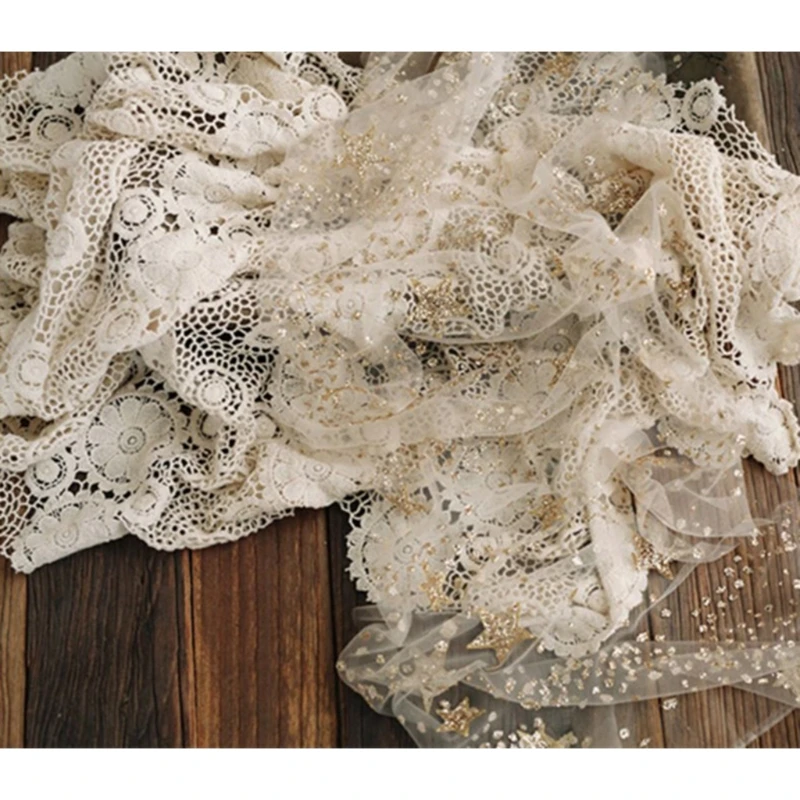 Newborn Photography Props Transparent Mesh Yarn Blanket Baby Starry Swaddling Wrap Infants Photo Backdrop Dropshipping